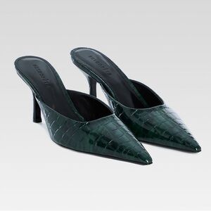 RETROFÊTE Francesca Leather Mules - Pine Croco